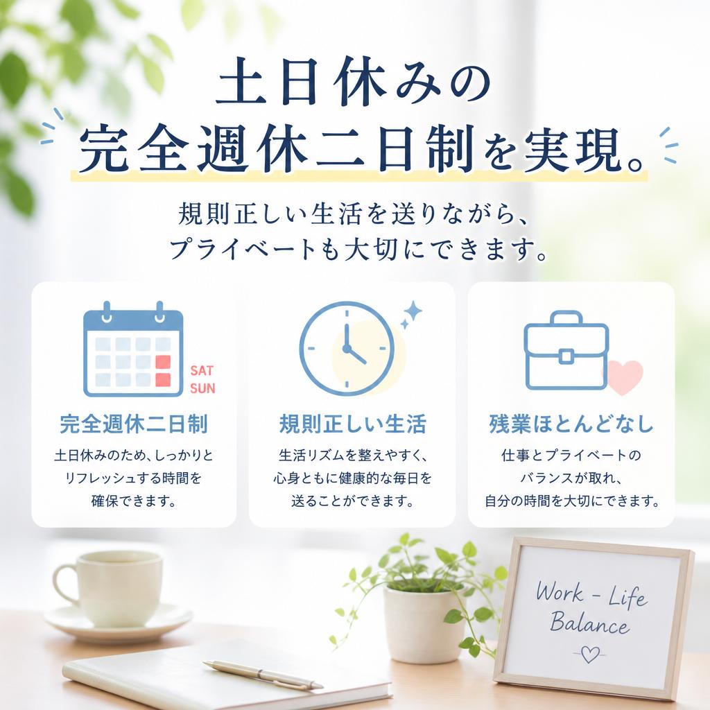 週休二日制で定時帰宅