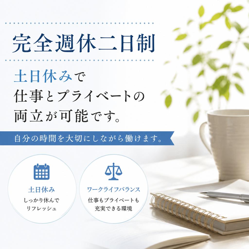 土日休みでプライベートも充実