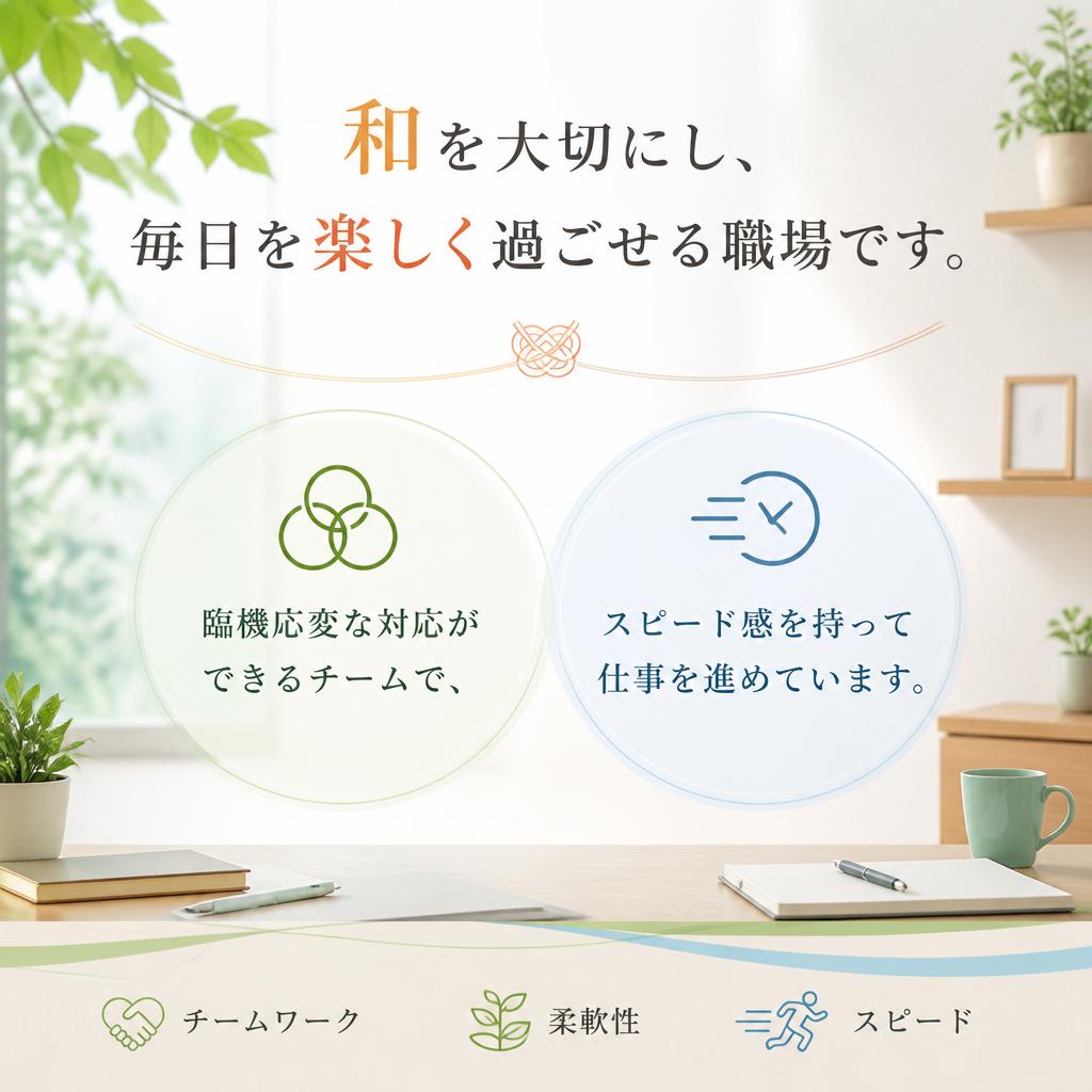 明るく和やかな職場環境