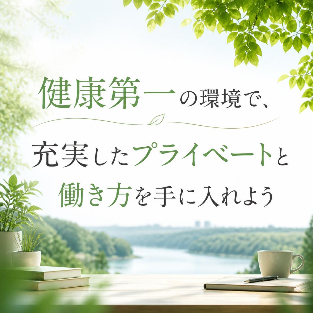 健康第一の環境で、充実したプライベートと働き方を手に入れよう