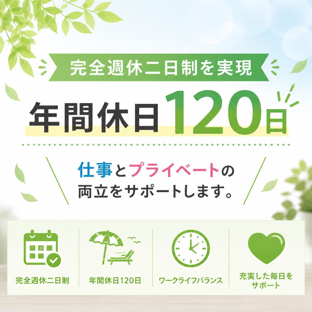 年間休日120日でプライベートも充実