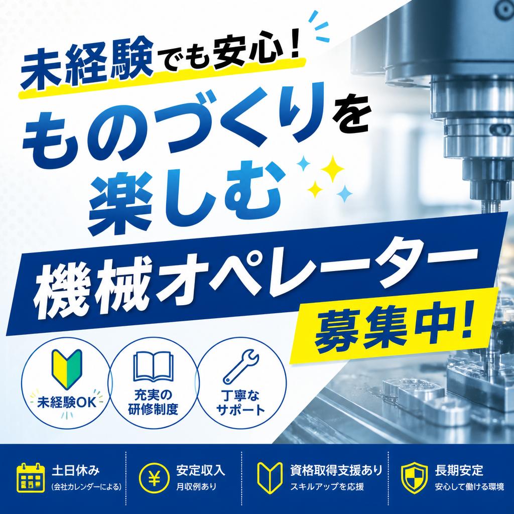 未経験でも安心！ものづくりを楽しむ機械オペレーター募集中！